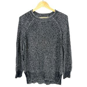 ELLEN TRACY Sweater Womens Size S Black‎ Marled Raglan Long Sleeve High Low